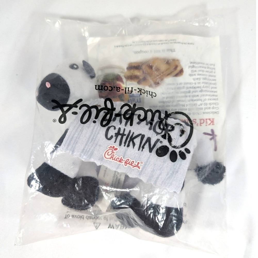 Chick-Fil-A Promo 4" Plush Stuffed Cow "Eat More Chicken" Toy Original Bag 2014‎